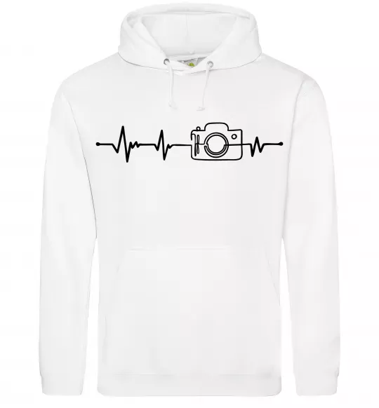 Мужская толстовка (худи) Серцебиття фотографа темні вироби Белый фото