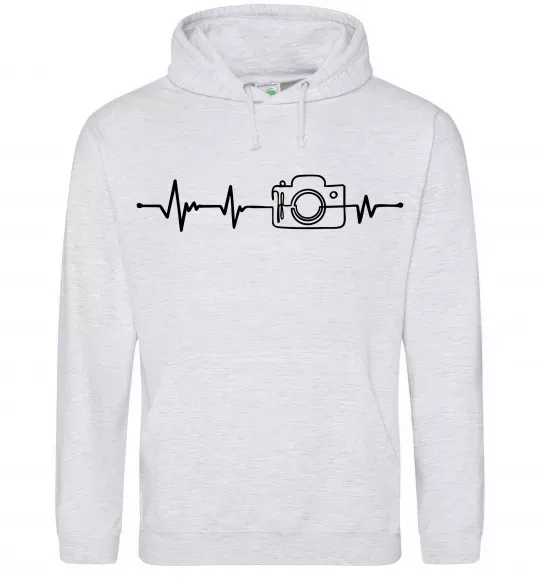 Мужская толстовка (худи) Серцебиття фотографа темні вироби Серый меланж фото