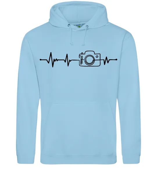 Мужская толстовка (худи) Серцебиття фотографа темні вироби Голубой фото