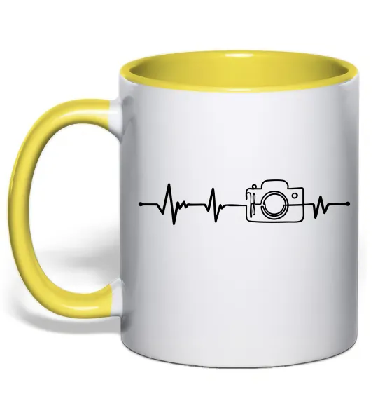 Чашка с цветной ручкой Серцебиття фотографа темні вироби Лимонный фото