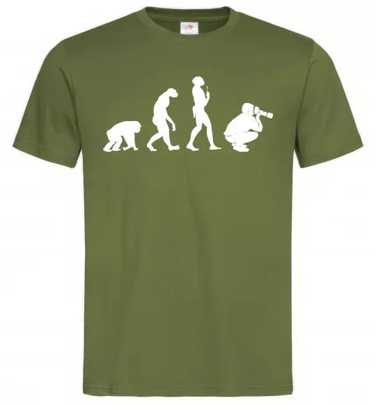 Мужская футболка Еволюція фотографа Оливковый фото