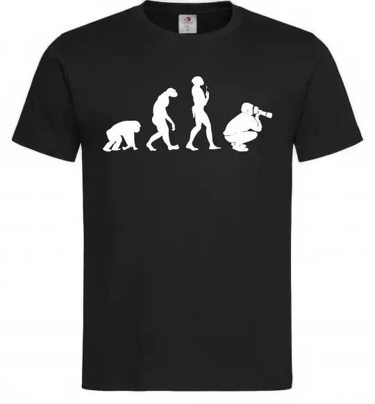 Мужская футболка Еволюція фотографа Черный фото