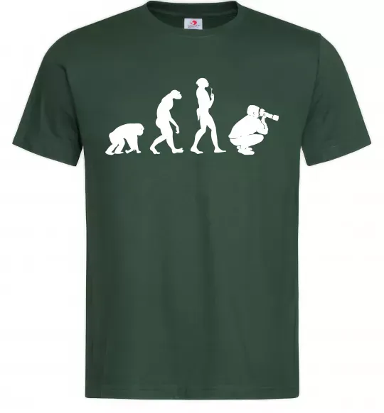 Мужская футболка Еволюція фотографа Темно-зеленый фото