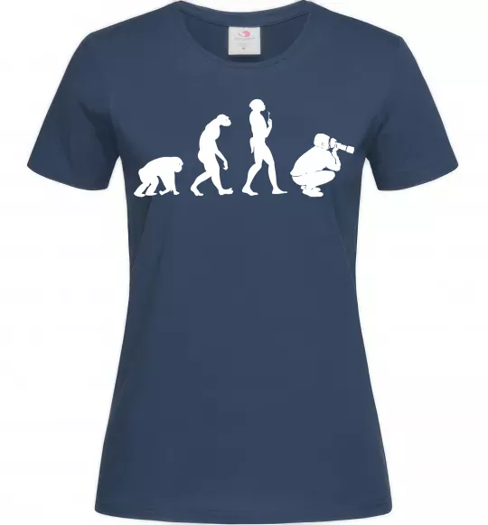Женская футболка Еволюція фотографа Темно-синий фото