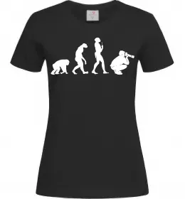 Женская футболка Еволюція фотографа Черный фото