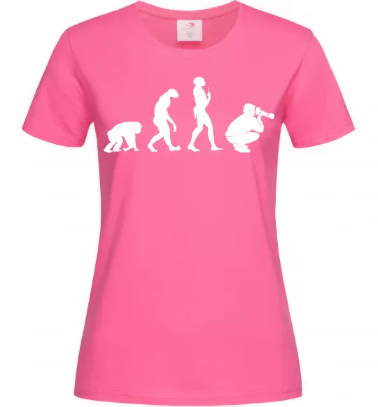 Женская футболка Еволюція фотографа Ярко-розовый фото