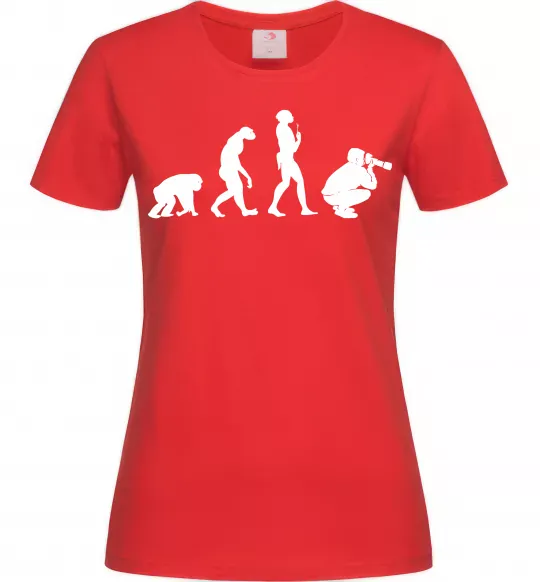Женская футболка Еволюція фотографа Красный фото