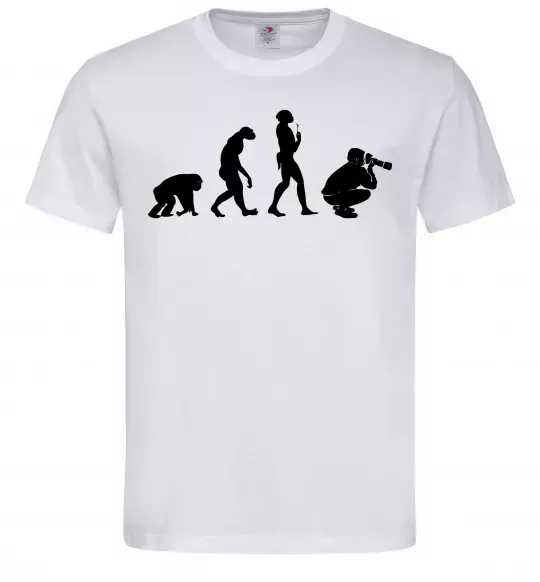 Мужская футболка Еволюція фотографа Белый фото