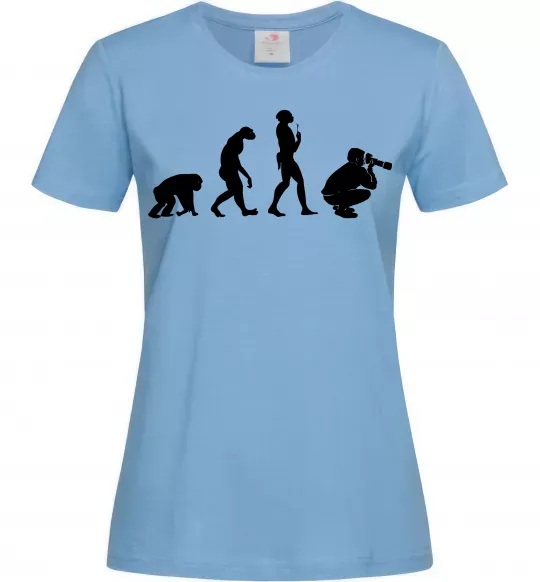 Женская футболка Еволюція фотографа Голубой фото