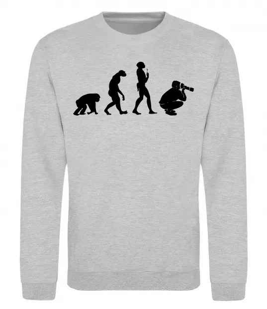 Свитшот Еволюція фотографа Серый меланж фото