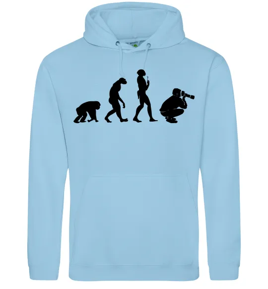 Мужская толстовка (худи) Еволюція фотографа Голубой фото