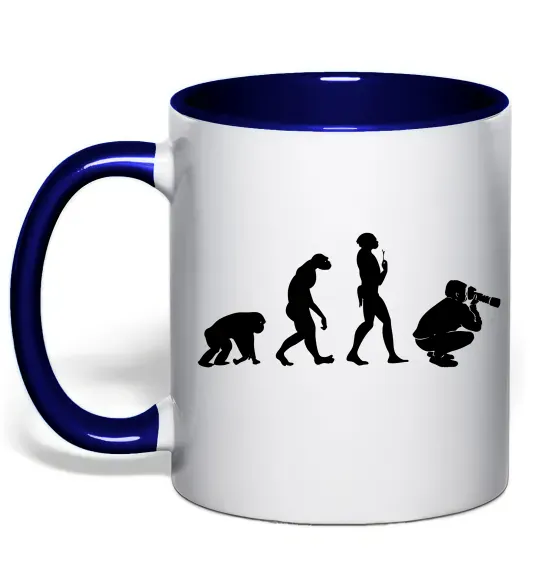 Чашка с цветной ручкой Еволюція фотографа Глубокий темно-синий фото