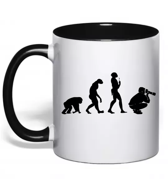 Чашка с цветной ручкой Еволюція фотографа Черный фото