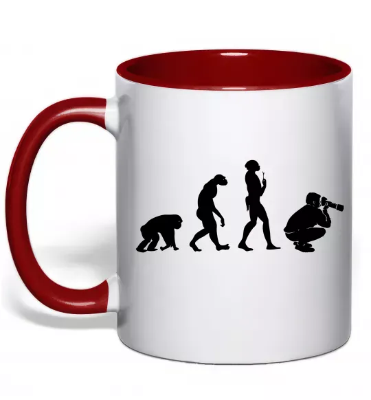 Чашка с цветной ручкой Еволюція фотографа Красный фото