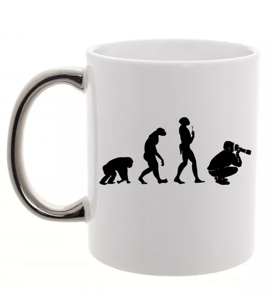 Чашка с цветной ручкой Еволюція фотографа Серебро фото