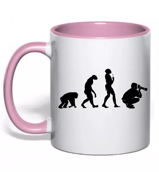 Чашка с цветной ручкой Еволюція фотографа Нежно розовый фото