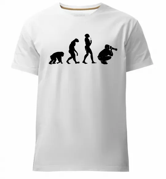 Мужская премиум футболка Еволюція фотографа Белый фото