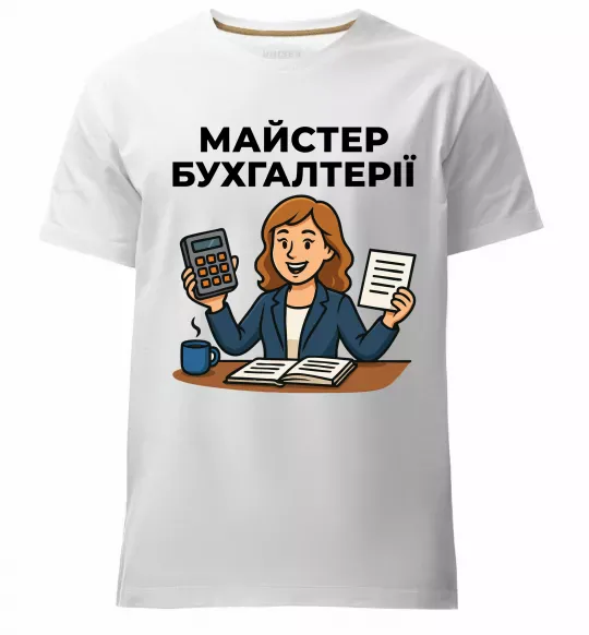 Мужская премиум футболка Майстер бухгалтерії жіноча Белый фото