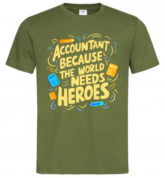 Мужская футболка Accountant heroes Оливковый фото