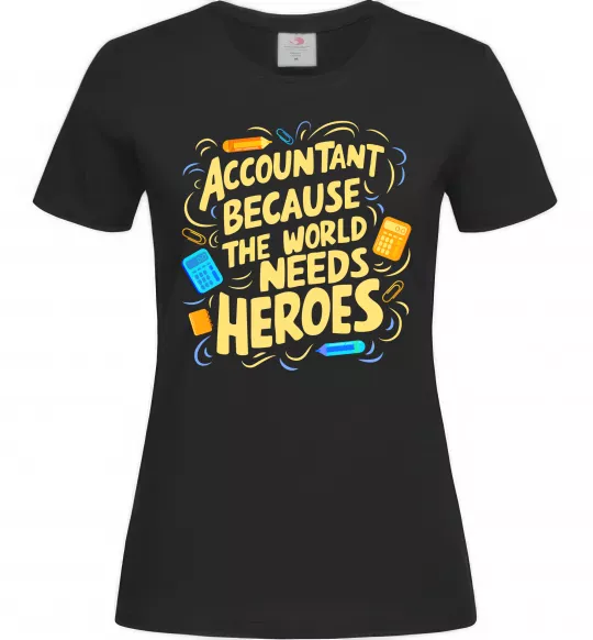 Жіноча футболка Accountant heroes Чорний фото