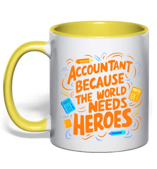Чашка з кольоровою ручкою Accountant heroes Лимонний фото