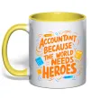 Чашка з кольоровою ручкою Accountant heroes Лимонний фото