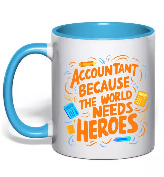 Чашка з кольоровою ручкою Accountant heroes Блакитний фото