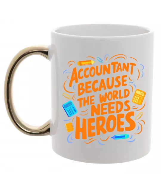 Чашка з кольоровою ручкою Accountant heroes Золото фото