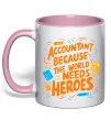 Чашка з кольоровою ручкою Accountant heroes Ніжно рожевий фото