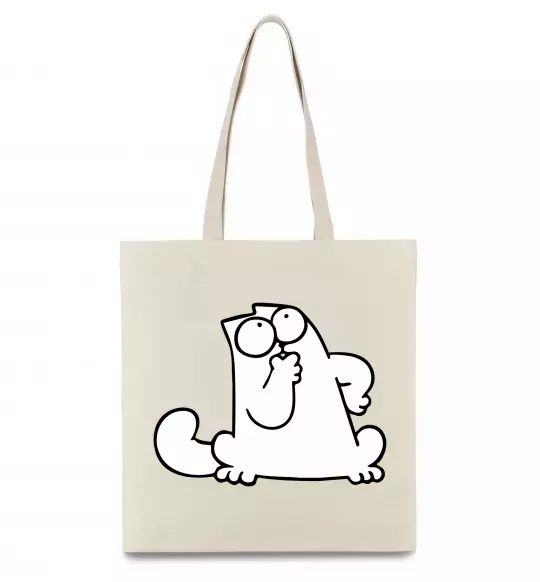 Эко-сумка Simon cat thinking Бежевый фото