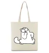 Эко-сумка Simon cat thinking Бежевый фото