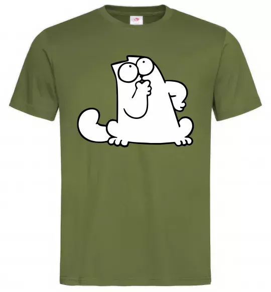 Чоловіча футболка Simon cat thinking Оливковий фото