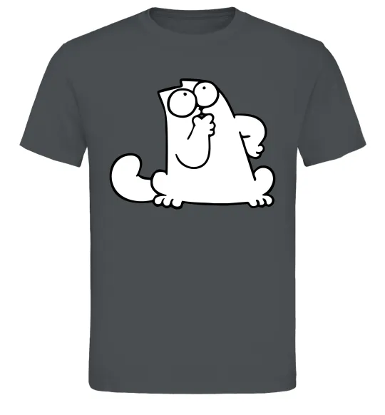 Чоловіча футболка Simon cat thinking Графіт фото