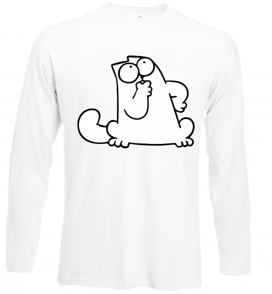 Лонгслив Simon cat thinking Белый фото