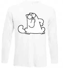 Лонгслив Simon cat thinking Белый фото