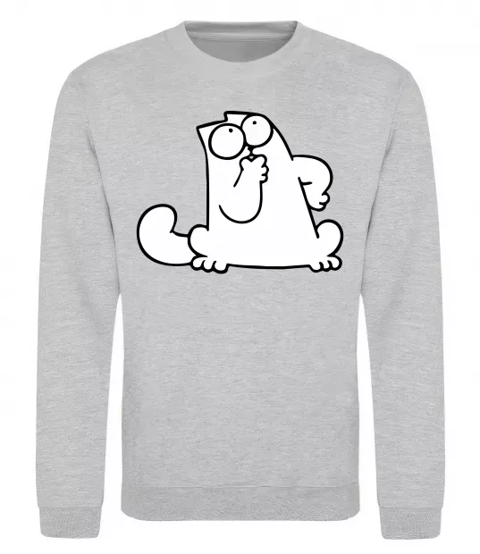 Свитшот Simon cat thinking Серый меланж фото