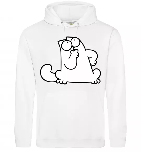 Мужская толстовка (худи) Simon cat thinking Белый фото