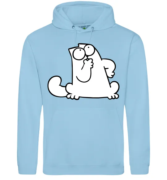 Мужская толстовка (худи) Simon cat thinking Голубой фото