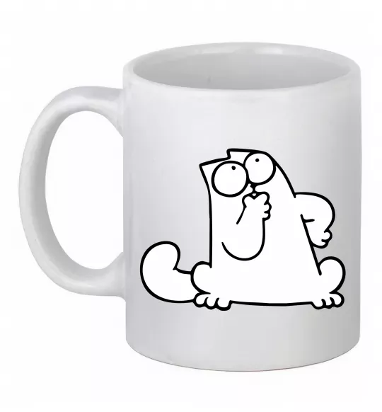 Чашка керамическая Simon cat thinking Белый фото