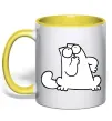 Чашка с цветной ручкой Simon cat thinking Солнечно желтый фото
