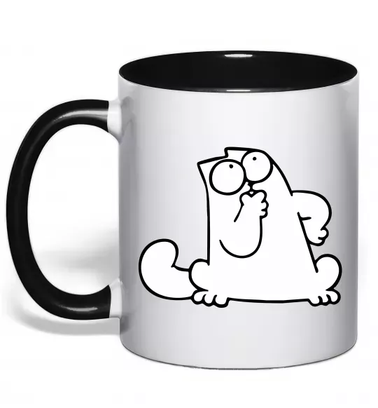 Чашка с цветной ручкой Simon cat thinking Черный фото