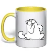 Чашка з кольоровою ручкою Simon cat thinking Лимонний фото