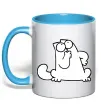 Чашка с цветной ручкой Simon cat thinking Голубой фото