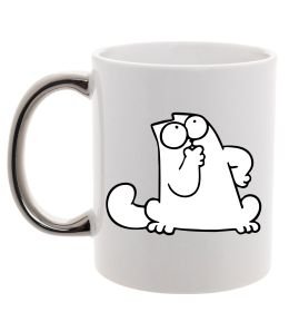 Чашка с цветной ручкой Simon cat thinking