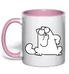 Чашка с цветной ручкой Simon cat thinking Нежно розовый фото