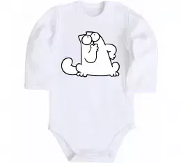 Дитячий бодік Simon cat thinking Білий фото