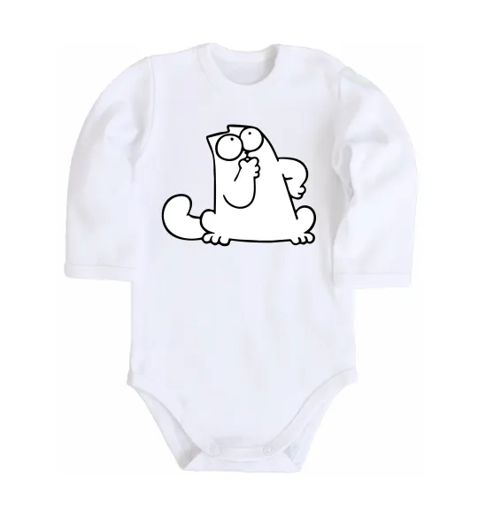 Детский боди Simon cat thinking Белый фото