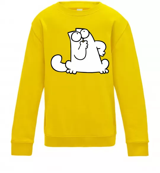 Детский Свитшот Simon cat thinking Солнечно желтый фото
