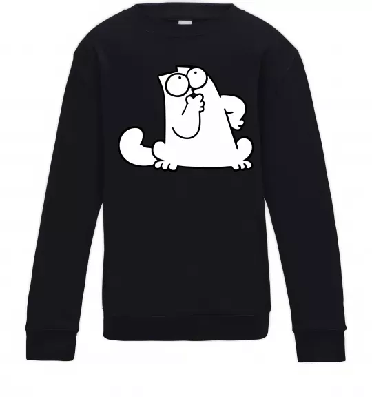 Детский Свитшот Simon cat thinking Черный фото