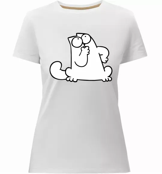 Жіноча преміум футболка Simon cat thinking Білий фото